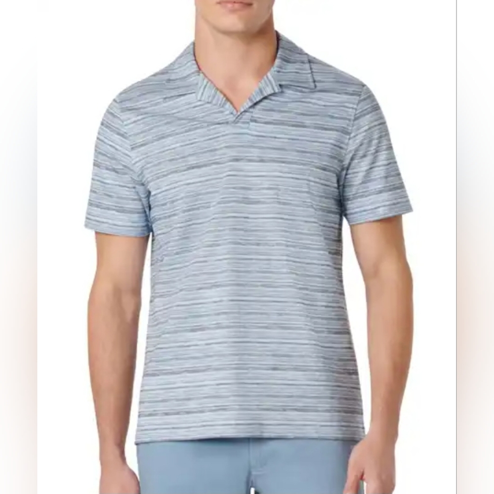 Bugatchi Polo Shirt Men's M Light Blue Striped 100% Mercerized Cotton New $150